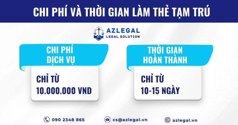 Chi phí và thời gian triển khai dịch vụ làm thẻ tạm trú tại AZLEGAL