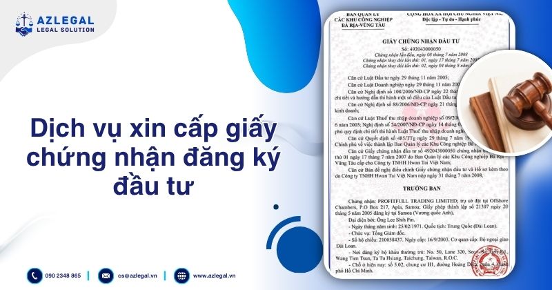 Dịch vụ xin cấp giấy chứng nhận đăng ký đầu tư